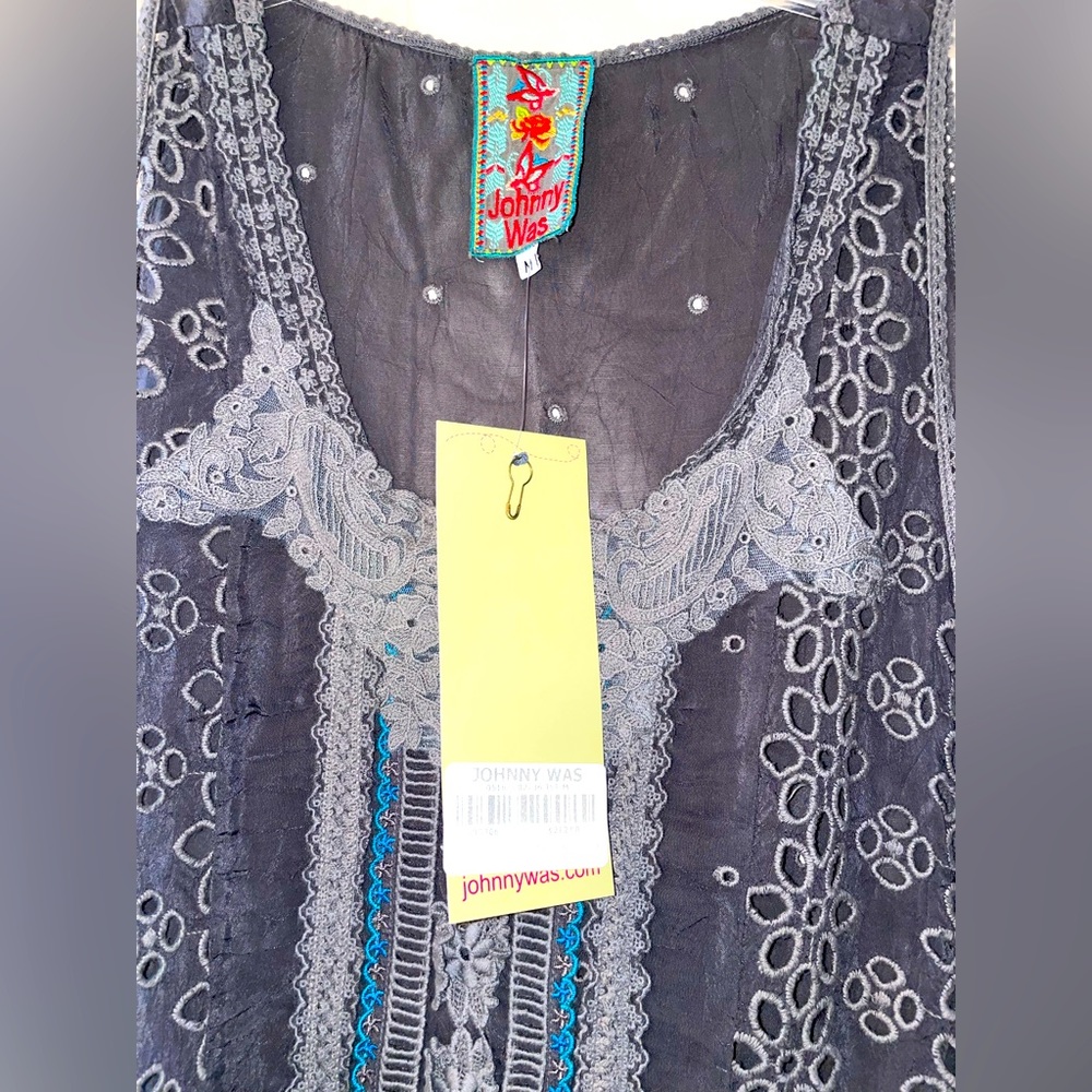 NWT!! Johnny Was Size M Gray/Blue Lucky Tank🐺 - Picture 4 of 6